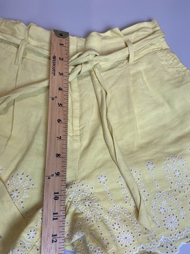 Ann Taylor Loft yellow shorts linen blend paper bag waist belted lined size XXS - Picture 8 of 14
