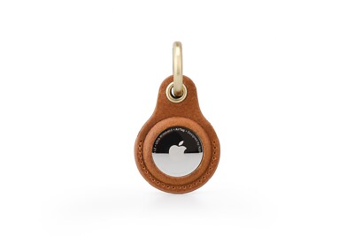 Airtag Case Schlüsselanhänger Echtleder mit Messing Key Tag Apple Airtag Halter