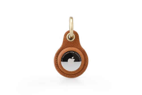 Airtag Keyring Genuine Leather with Brass Key Tags. Apple Airtag Holder - Afbeelding 1 van 67