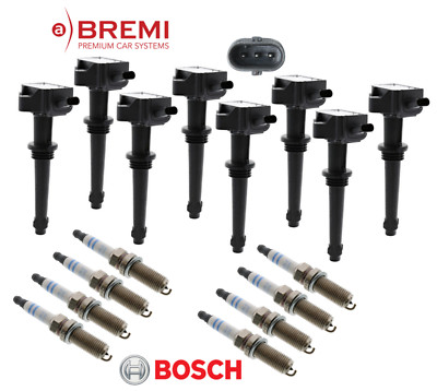 Ignition Coil Bremi + Spark Plug Double Iridium Bosch OEM (8set) for Land Rover