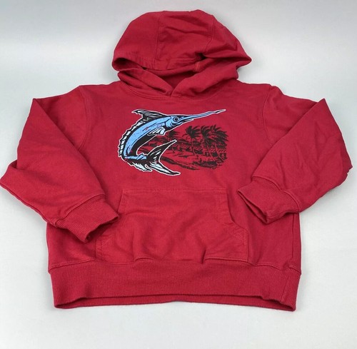 Gymboree Size 5 Boy Red Hoodie Marlin Fish Long Sleeve Pullover w/ Pocket - Picture 2 of 9