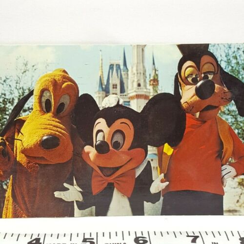 Vintage Postcard Walt Disney World 1972 Magic Kingdom Mickey Pluto Goofy