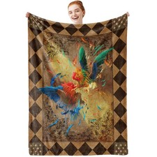 Chicken Blanket Soft Fuzzy Throw Blanket Funny Colorful Rooster Flannel Blank...
