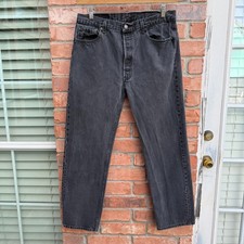 Vintage Levi's Black Denim Button Fly Jeans 501 36x30 Actual 34x29 Made USA 90s