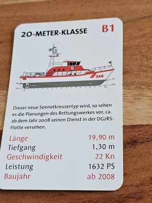 20 Meter Klasse / B1  - Seenotkreuzer - DGzRS  - Einzelkarte - Quartett (6C)