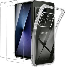 For Sony Xperia 1 VIII Case Clear TPU Soft Phone Cover  Glass Screen Protector