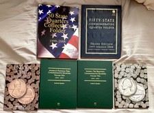 US Coins - Complete President Dollar Folder, State Quarter Folders & Others