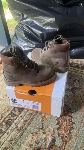 Timberland Premium 6 Unisex Kids Brown Nubuck Lace-Up Ankle Boots US 9