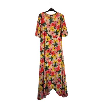 matalan womens dress multicoloured floral print mesh hank hem size 14 free pp