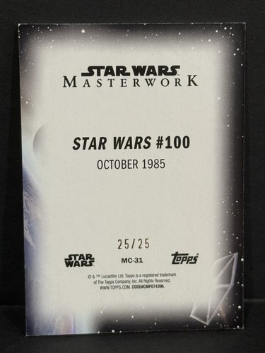 2024 Masterwork Star Wars #MC-31 Star Wars #100 Comic Cover Canvas Foil 25/25 - Picture 4 of 4
