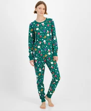 Holiday Lane Women's Medium Ornament Cotton Matching Family 2pc Pajamas Set NWT