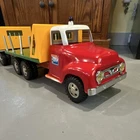 Tonka Tin Log Truck Red Green Yellow Vintage Collectible Vehicle