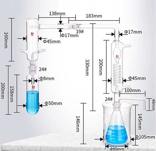 Juego de cristalería de destilación de vapor premium con reactor para uso en laboratorio au - Imagen 7 de 7