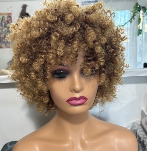Afro versaute lockige kurze Perücke Synthetik Ombré30/27 - Bild 2 von 6
