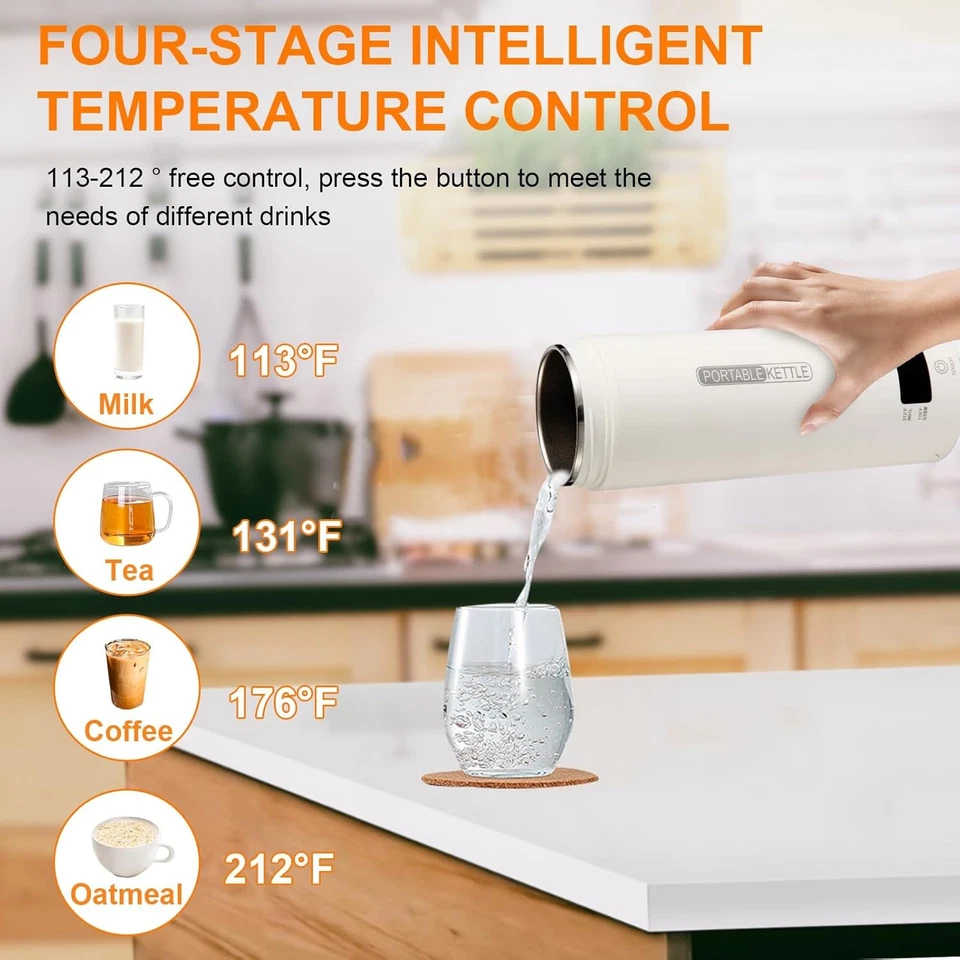 500ML Travel Electric Kettle Portable Kettle Fast Boiling Water Auto Shut-Off - Image 3 of 4