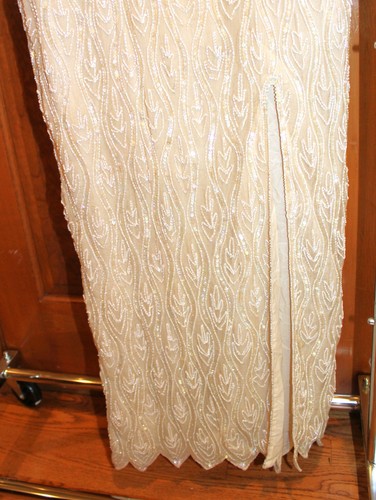 VTG Stenay Beaded Silk Evening Gown Ivory Cream Sz 12 Formal Wedding Long Dress - Picture 5 of 18