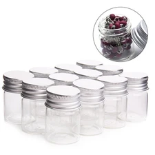 12 Pack 15ml Empty Clear Glass Bottles wiht Screw Cap Small Mason Jars