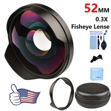 52MM 0.3X Super Fisheye Ultra Wide Angle Lens for Video Camera Camcorder