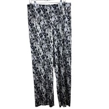 I.N. Studio Womens Large Wide Leg Pants Abstract Leopard Animal Print Grey Black