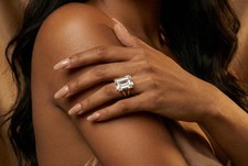 14k Gold Crystal Quartz Ring Rectangle Emerald Cut Faceted Gemstone