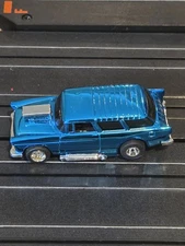 Tyco 55 Chevy Nomad Blue Chrome RARE HO Slot Car Tyco 440-X2 Vintage Wow 