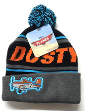 Dusty Pixar Planes Beanie Hat Juvile, One Size, Black Gray Blue 100 Acrylic Pom
