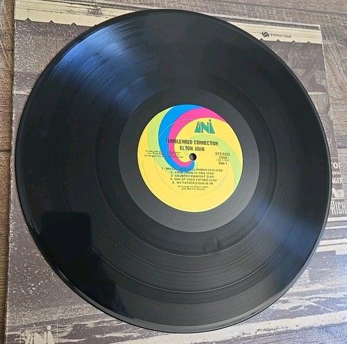 Tumbleweed Connection Elton John Record 12" Vinyl LP 33 RPM UNI 73096 Gatefold - Foto 6 di 16