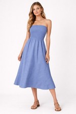 J.Crew blue polka dots strapless midi dress Size 10 #summerdress #strapless