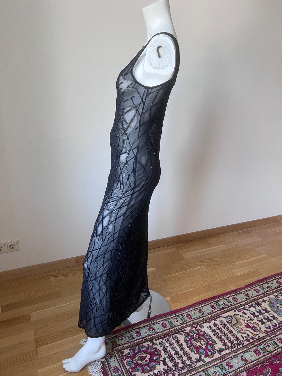 Vintage Krizia Maxi Sheer See Through Cher Style Dress Embellished Sz S image 6