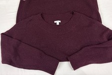 Purejill J Jill Burgundy Speckled Sweater Women Large Ribbed Trim Stretch