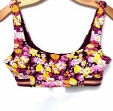 Aerie Retro Boho Floral Scoop Square Neck Bikini Top Size: M NWOT