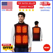 Heated Vest for Men LARGE – Rechargeable Fleece w/ 16000mAh Battery Pack (BLACK)