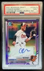 2021 Bowman Draft Connor Norby Chrome Auto 1st Purple Refractor #93/250 PSA 9