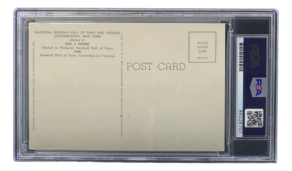 Edd Roush Signed 4x6 Chicago White Sox HOF Plaque Card PSA/DNA 85025701 - Image 2 of 3