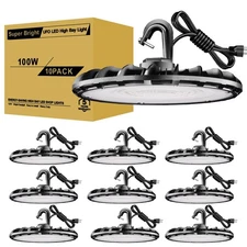 100W UFO LED High Bay Light 11000lm 120VAC UL 5000k Daylight 10-pack