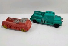 2 Auburn Rubber Co 1950s Fire Truck Rescue Vehicle Toys Collector Items