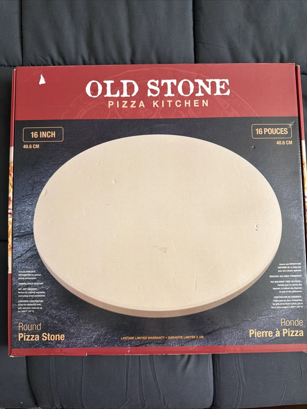 Old Stone Pizza Kitchen KCH08411 16 in Round Pizza Stone - Lead Free All Natural
