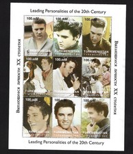 TURKMENISTAN 1998 ELVIS PRESLEY ZNACZKI ARKUSZ - OSOBOWOŚCI 20 WIEKU MNH