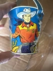 Vintage Ohio Art Tin Litho  Sand Pail Graphics Cowboy horse  1940's 1950's