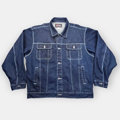 Vtg Webs Denim Jacket Mens 2XL Blue Dark Wash Urban Hip Hop Streetwear 90s Y2K