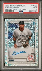2020 BOWMAN CHROME EZEQUIEL DURAN SPECKLE REFRACTOR AUTO RC #242/299 PSA 9 MINT