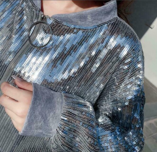 Womens Glitter Fashion Sequin Fringe Tassel Long Sleeves Jacket Coat Outwear NEW - Bild 3 von 18