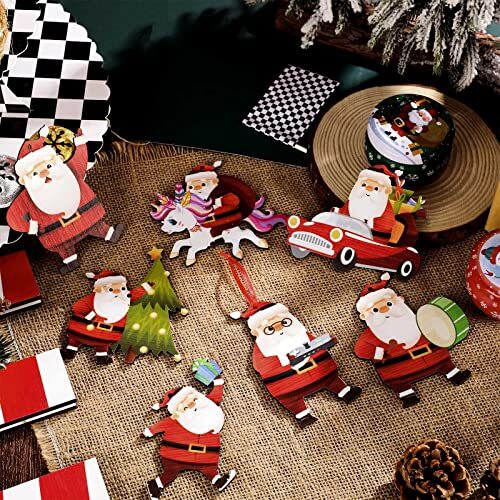 36 Pcs Christmas Tree Ornament Santa Claus Hanging Ornaments Wooden Funny - Picture 7 of 8