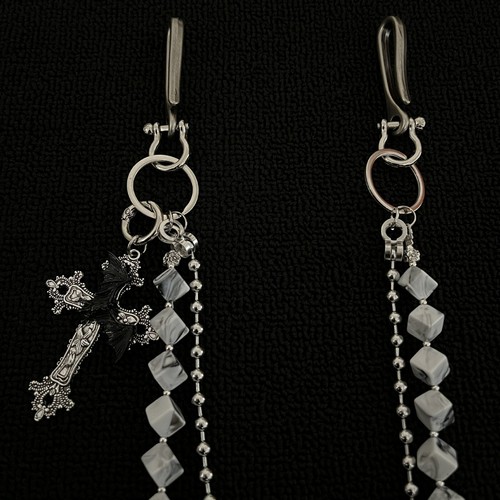 Men Punk Beaded Cross Wallet Chain Links Gothic Keychain Jeans Pants Chain Lady - Picture 9 of 12