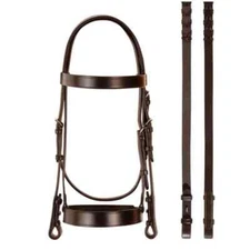 Bobby's English Tack Heavy Duty Flat Hunt Bridle with Laced Reins