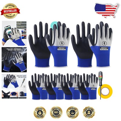 Comfortable 500V Insulated Gloves for Electricians - 6 Pair Set with Accessories