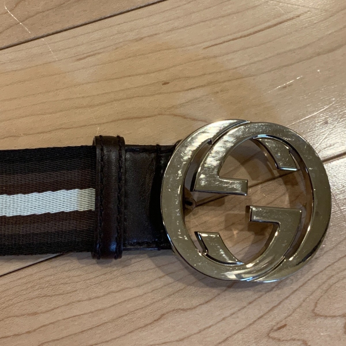 Gucci Retro Classic Green Stripe Men's Leather Belt Classic Gucci Retro Classic Green Stripe Men's Leather Belt Classic
