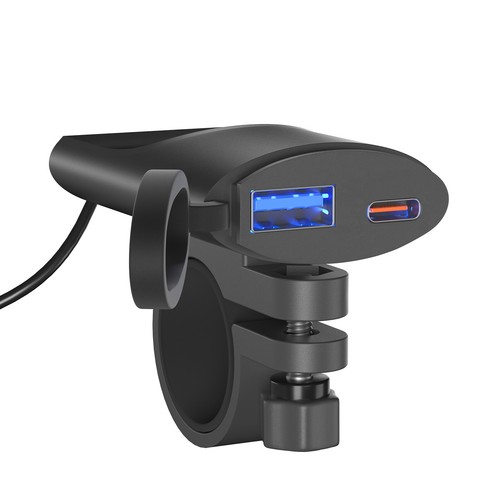 Motorcycle Mobile Phone Charger QC3.0 PD+USB Rearview Mirror Expansion Bracket - Zdjęcie 20 z 20