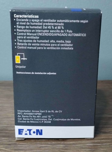 Eaton HDFS3P1-W-BX-LW Humidity Sensor and Fan Control 15 AMP 120 Volt - New - Picture 2 of 6