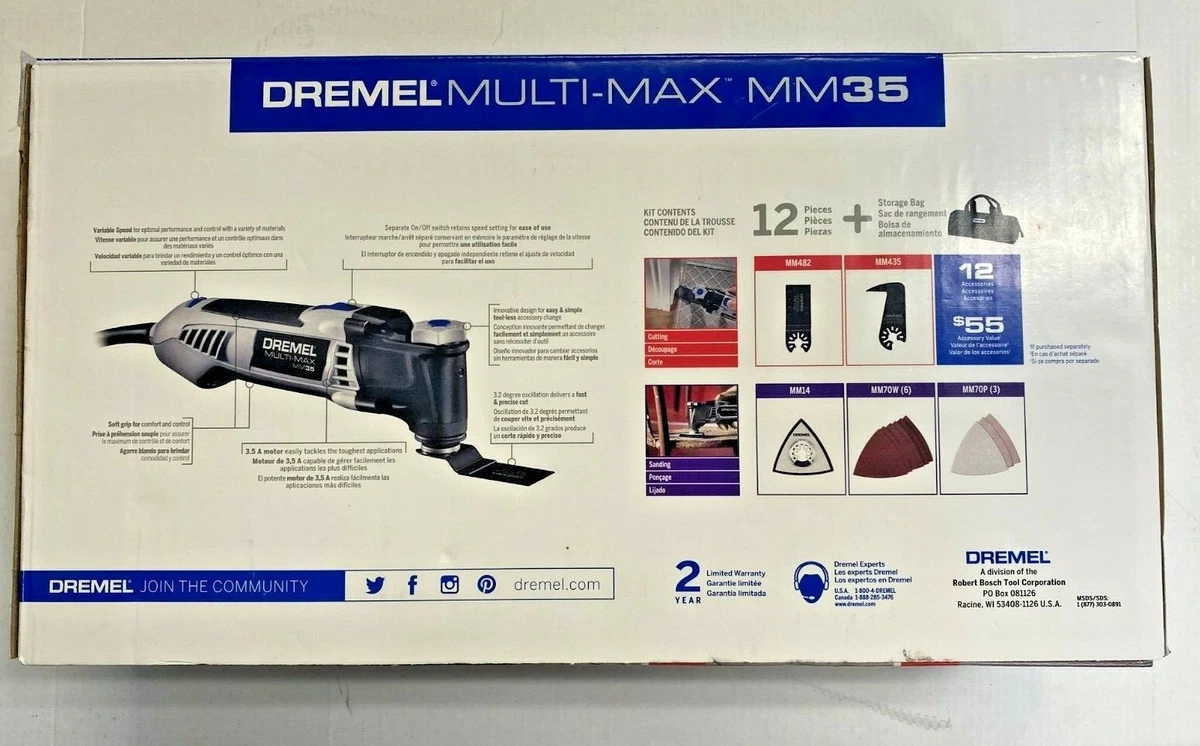 Dremel MultiMax MM35 Amp Variable Speed Corded Oscillating, 48 OFF